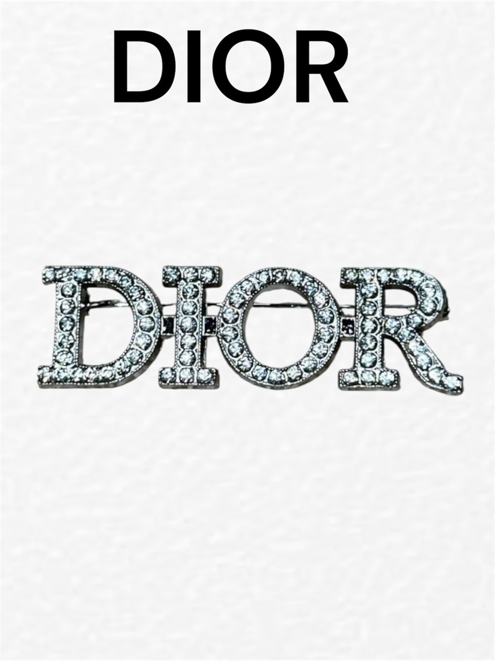DIOR Silver Tone Clear Rhinestone Brooch Pin